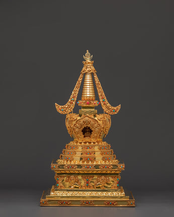 Gold-Plated Copper Buddhist Stupa
