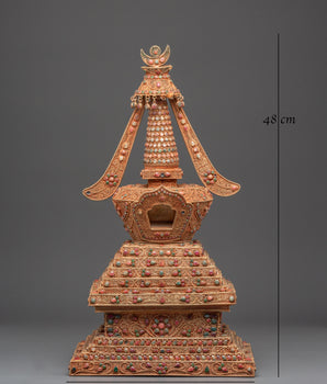 Stupa with Turquoise | Sacred Buddhist Shrine Relic