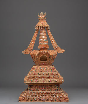 Stupa with Turquoise | Sacred Buddhist Shrine Relic
