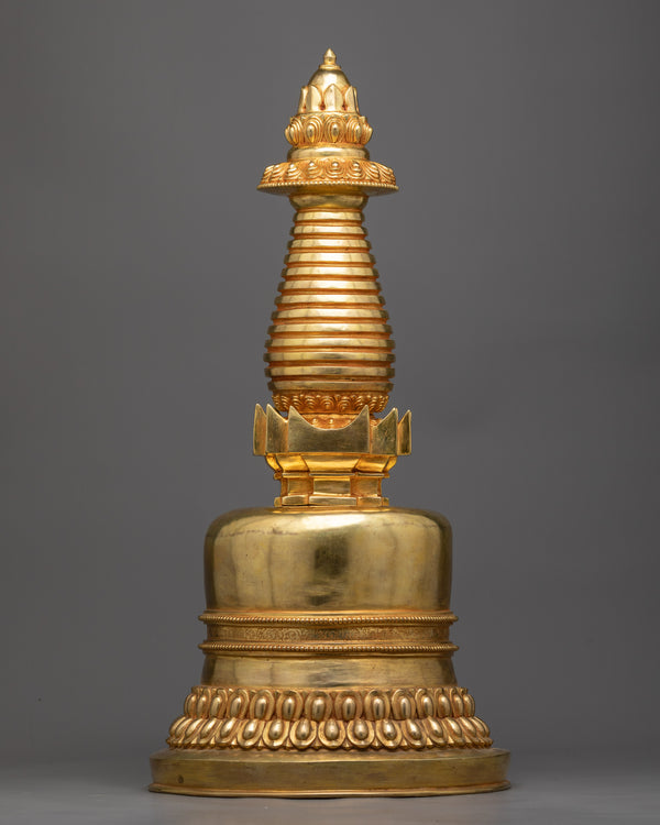 Golden Stupa Statue | Luxurious Spiritual Decor Piece