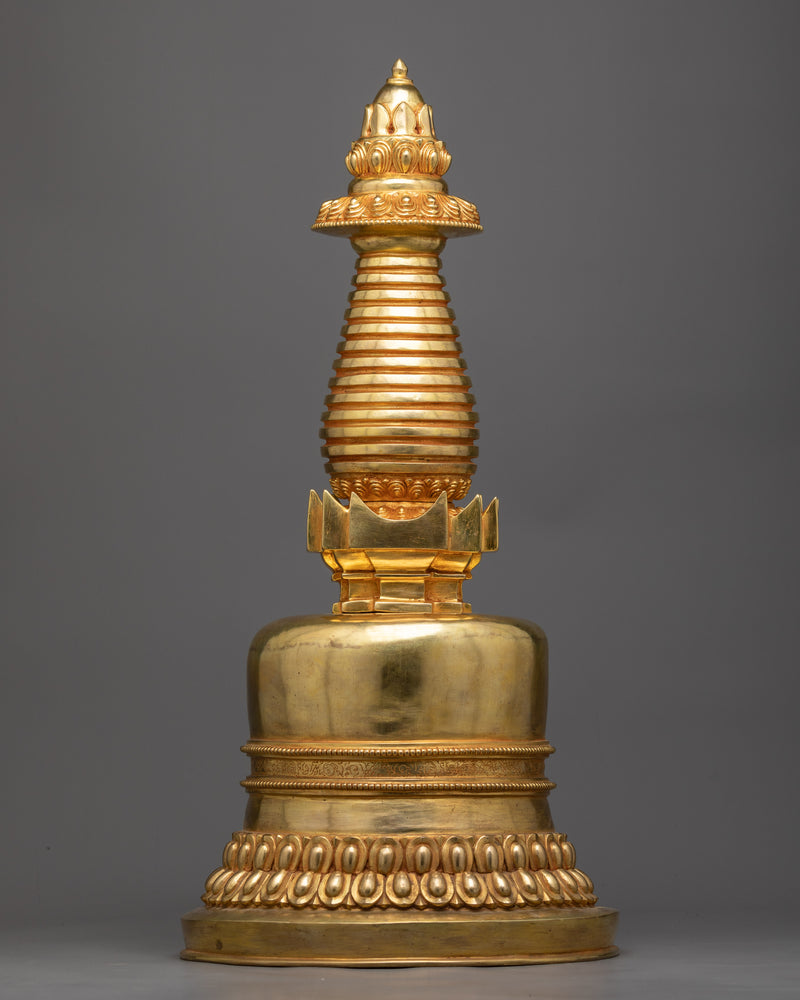 Golden Stupa Statue | Luxurious Spiritual Decor Piece