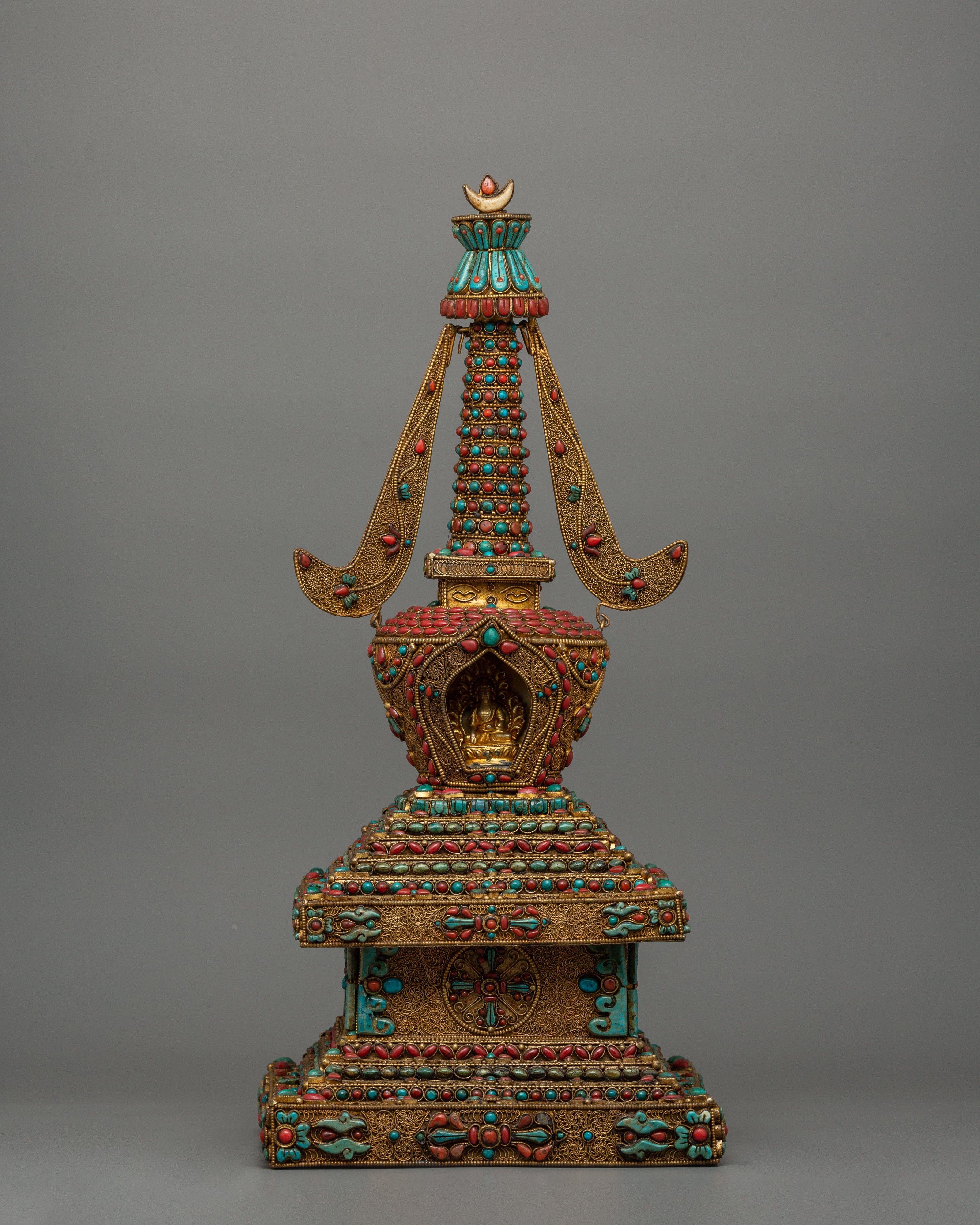 Decorative Stupa with Buddha Figure