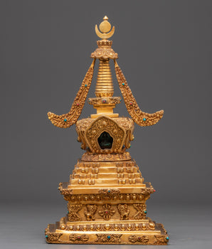 Gold Plated Stupa for Ritual Ceremonies