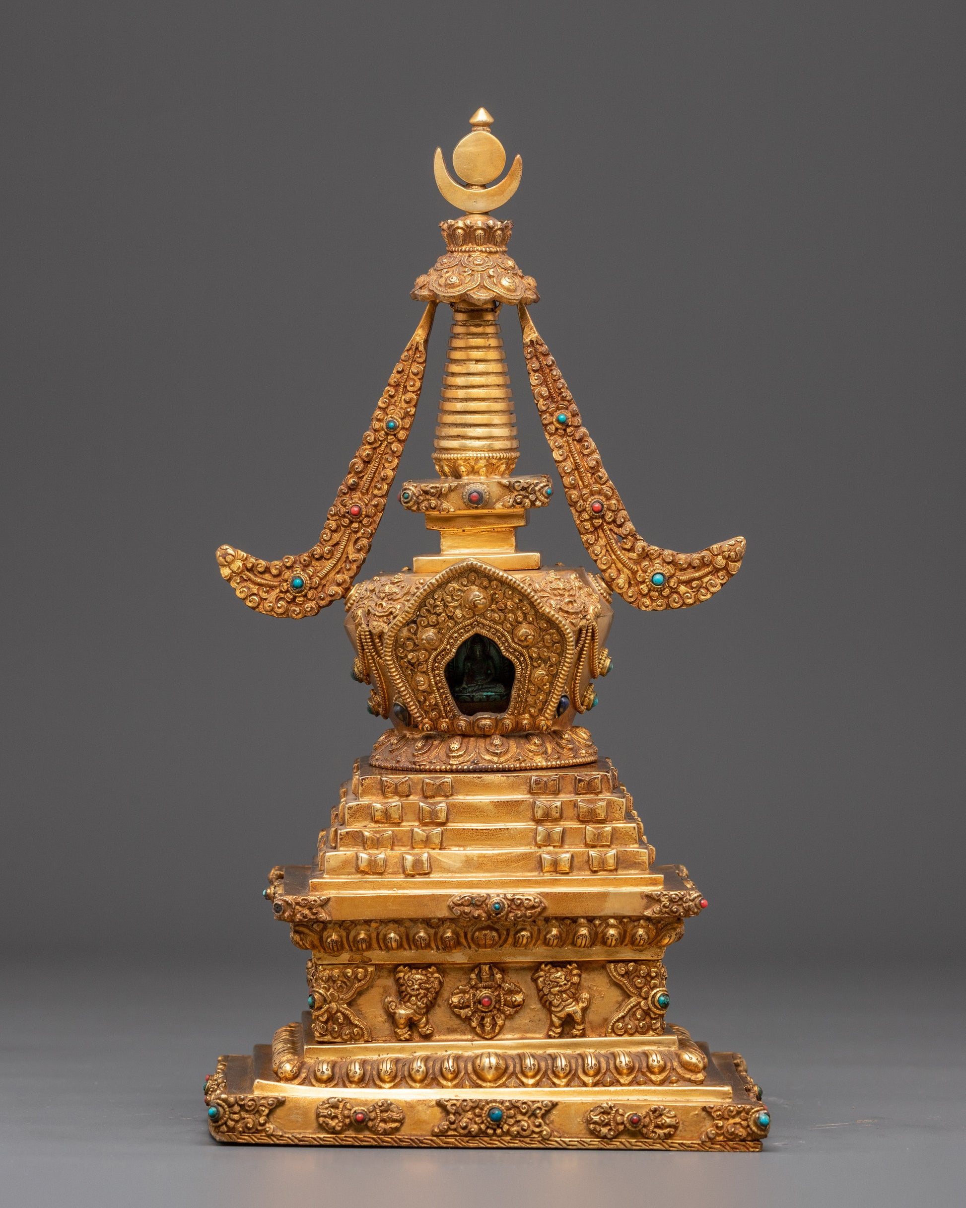 Gold Plated Stupa for Ritual Ceremonies