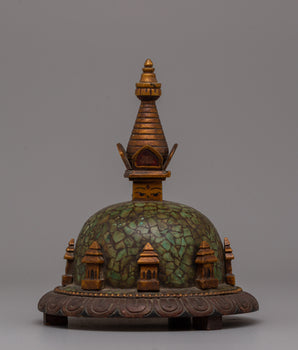 Boudhanath Stupa Statue | Wooden Body with Imitation Stone Inlay
