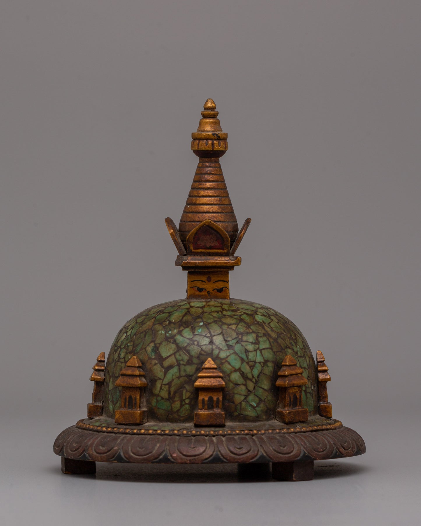 Boudhanath Stupa Statue | Wooden Body with Imitation Stone Inlay