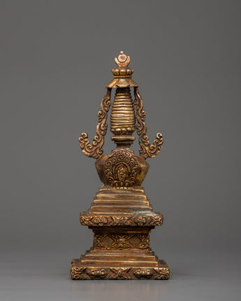 Antique Copper Stupa Statue