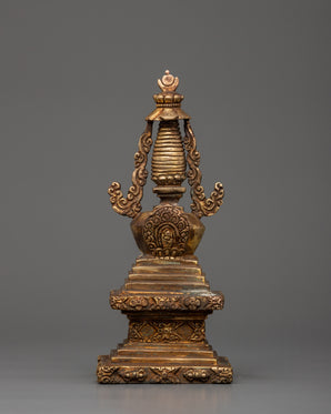 Antique Copper Stupa Statue