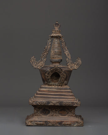 Oxidized Copper Antique Finish Stupa
