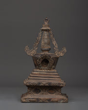 Oxidized Copper Antique Finish Stupa