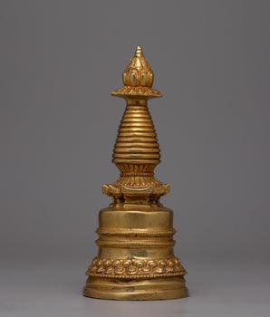 Copper Stupa Plated in Gold 