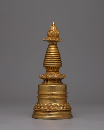 Copper Stupa Plated in Gold 