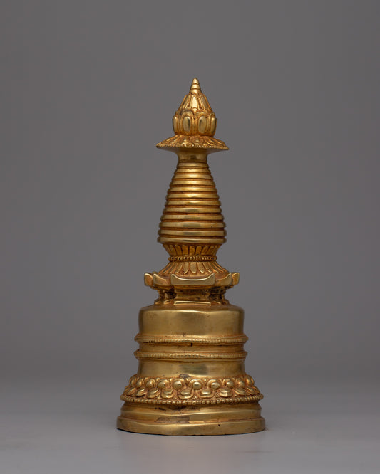 Copper Stupa Plated in Gold 