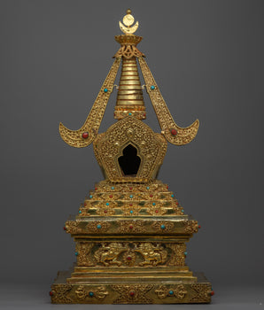 Copper Stupa With 24k Gold Plated