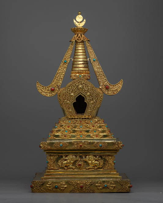 Copper Stupa With 24k Gold Plated