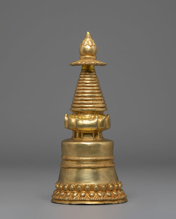 Handcrafted Gold Plated Buddhist Stupa