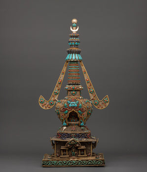 Handcrafted Traditional Copper Stupa | Buddhist Shrine Artifact