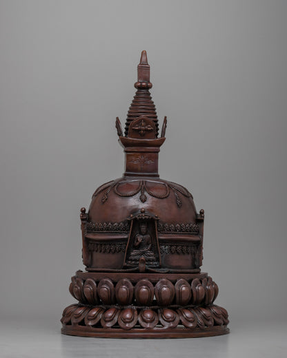 Copper Oxidized Tibetan Stupa 