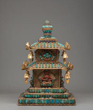 Tibetan Stupa with Deities and Turquoise Inlays 