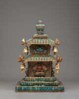Tibetan Stupa with Deities and Turquoise Inlays 