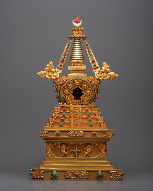 Authentic Handcrafted Buddhist Stupa Statue