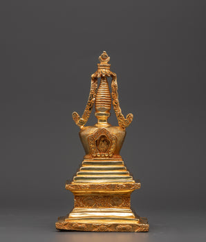 Handcrafted Gold-Plated Tibetan Stupa