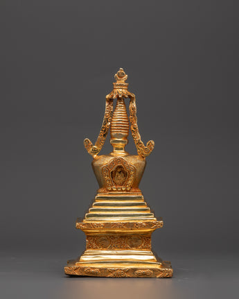 Handcrafted Gold-Plated Tibetan Stupa