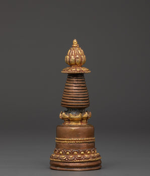 Himalayan Spiritual Stupa | Handcrafted Copper Body with Gold Plated Finish