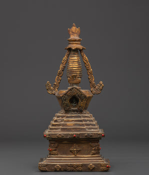 Handcrafted Buddhist Stupa Statue | Sacred Spiritual Artifact for Meditation