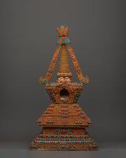 copper-buddhist-chorten-with-turquoise-and-coral