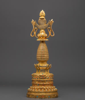 Sacred Buddhist Copper Stupa | Spiritual Figure for Altars and Blessings