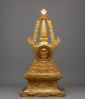 Enlightenment Symbol Stupa | Gold-Plated Buddhist Statue for Meditation