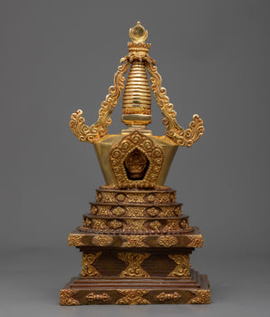 Gold Gilded Stupa | Detailed Handmade Spiritual Symbol
