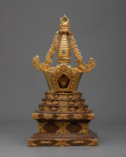 Gold Gilded Stupa | Detailed Handmade Spiritual Symbol