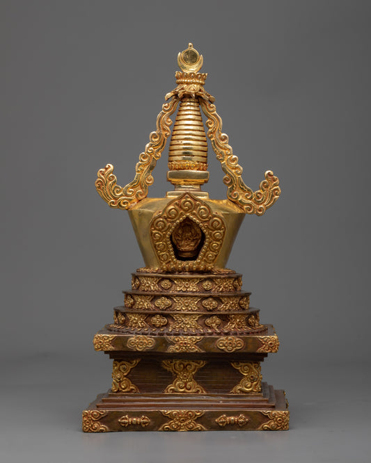 Gold Gilded Stupa | Detailed Handmade Spiritual Symbol