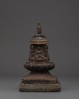 Handcrafted Spiritual Buddhist Stupa in antique copper finish for meditation rooms, altars & mindful decor. Invite peace & harmony home.