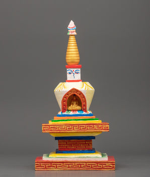 Hand-Painted Wooden Stupa