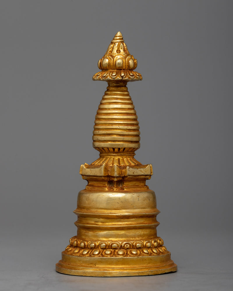  Handmade Stupa, 24K Gold Plated