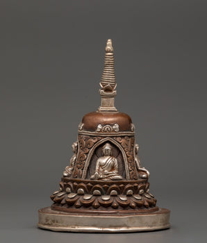 Lotus Moon Disc Engraved Buddha Stupa