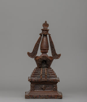 Buddhist Oxidized Copper Stupa