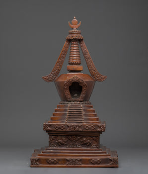 Oxidized Copper Tibetan Stupa