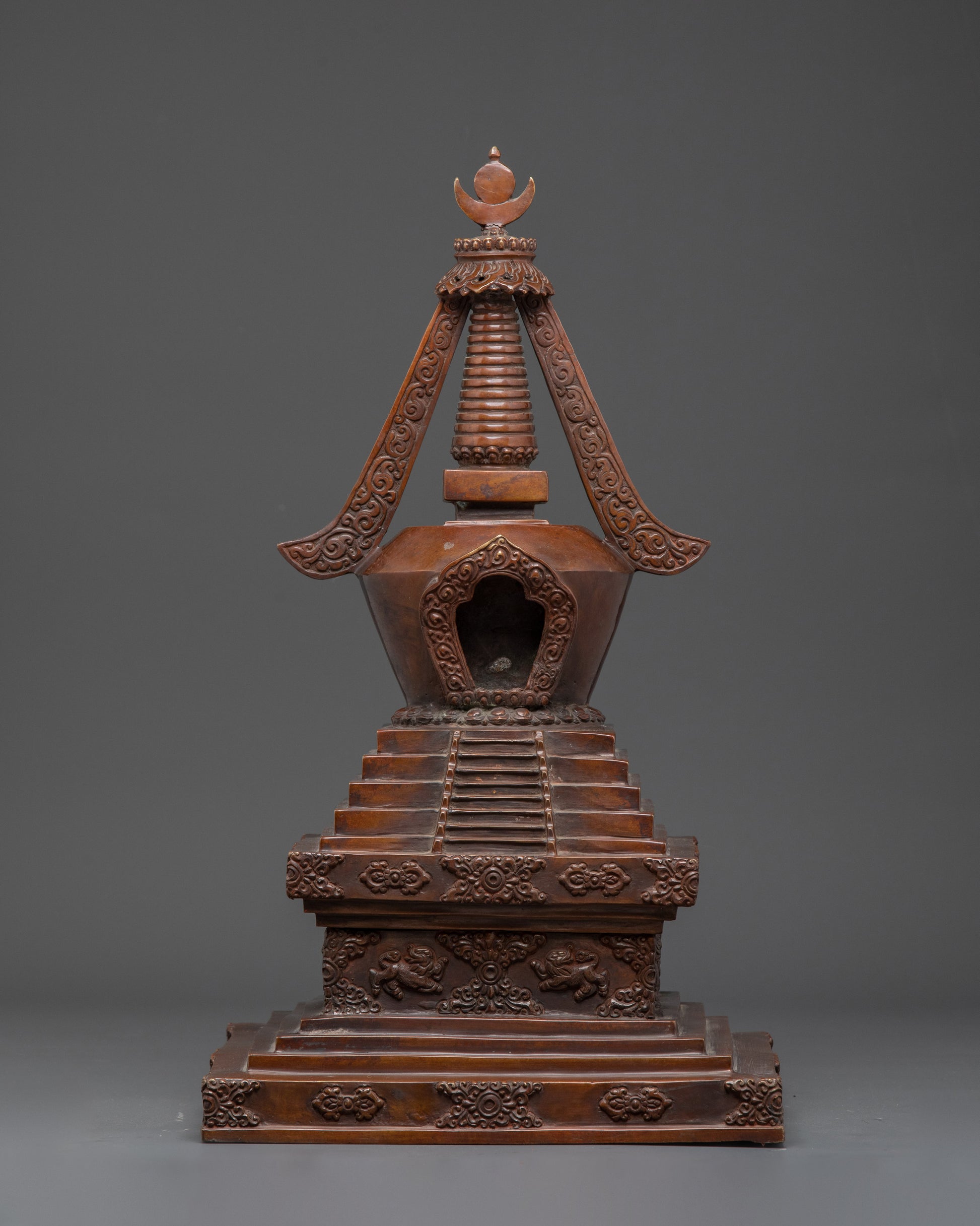 Oxidized Copper Tibetan Stupa