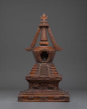 Oxidized Copper Tibetan Stupa