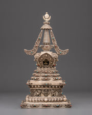 Silver Plated Buddhist Stupa | Symbol of Enlightenment