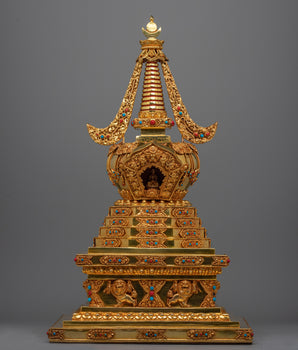 Traditional Buddhist Gold-Plated Stupa