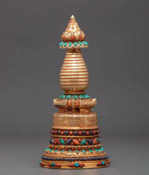 Sacred Tibetan Stupa Sculpture | Symbol of Peace and Enlightenment