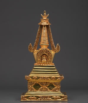 Handcrafted Golden Buddhist Stupa