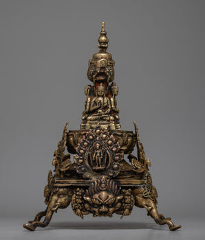 Brass Stupa with Buddha Statues 