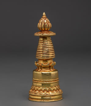 Handcrafted Brass Stupa with Lotus Base
