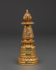Handcrafted Brass Stupa with Lotus Base